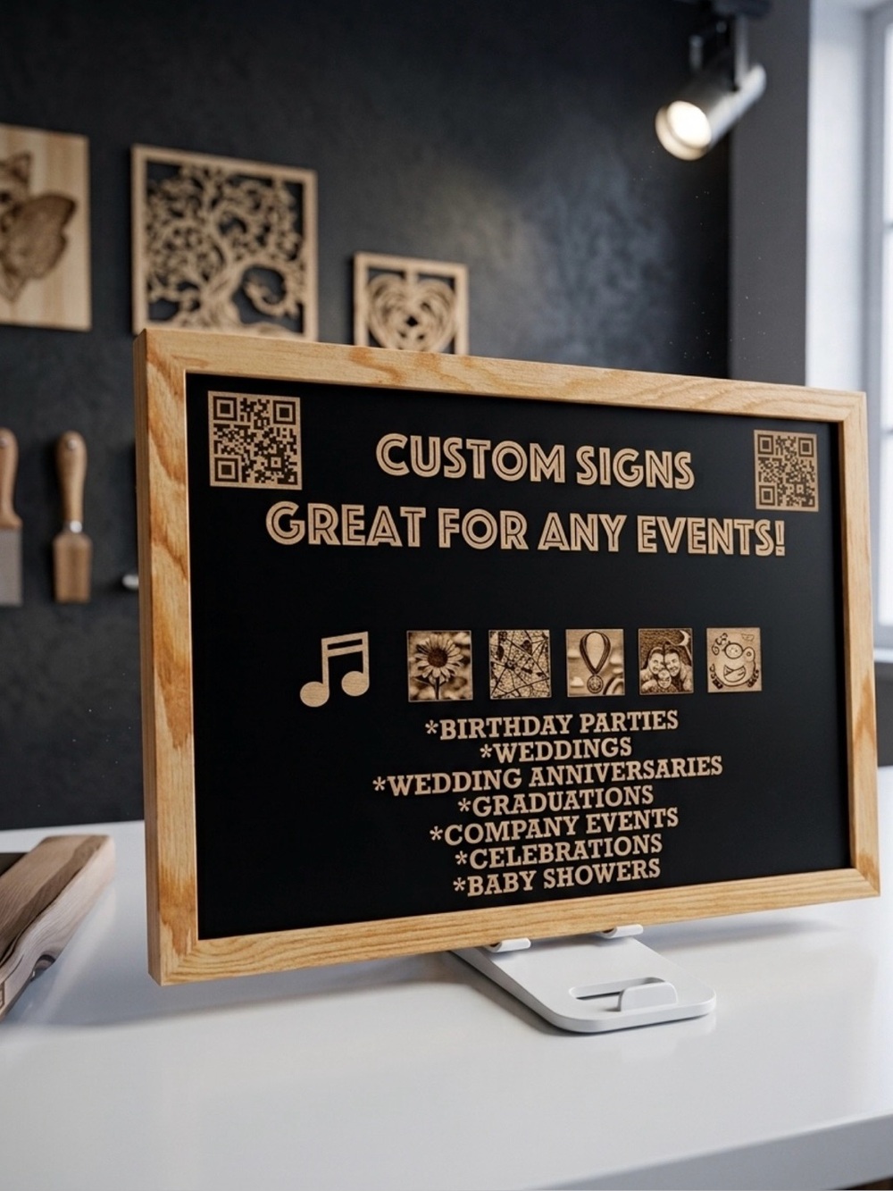 Personalized Laser Engraved Signs Custom QR Code - Picture 1 of 5